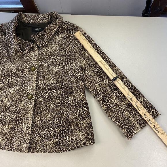Talbots Velour Skirt Suit Womens 8P Brown Animal Print Jacket Skirt Set 8 Petite - Picture 5 of 16